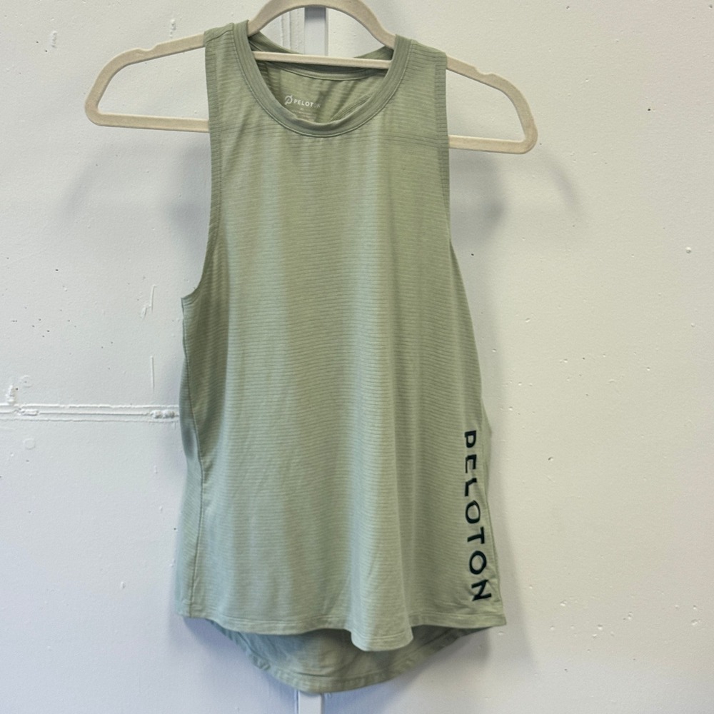 Peloton Women's Sage Green Twist Back Striped Activewear Tank Top XS Athletic